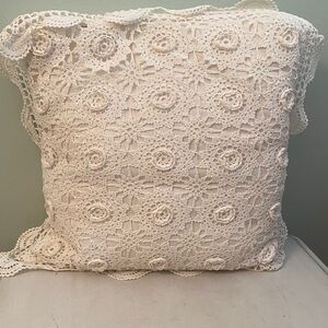 Vintage Keeco Elegant Crochet Lace Accent Pillow